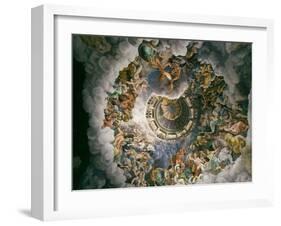 View of Olympus, Home of the Gods, Fresco in the Room of the Giants-Giulio Romano-Framed Premium Giclee Print