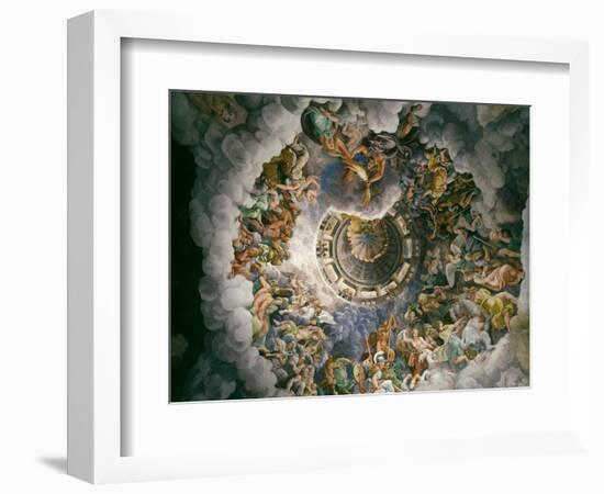 View of Olympus, Home of the Gods, Fresco in the Room of the Giants-Giulio Romano-Framed Giclee Print