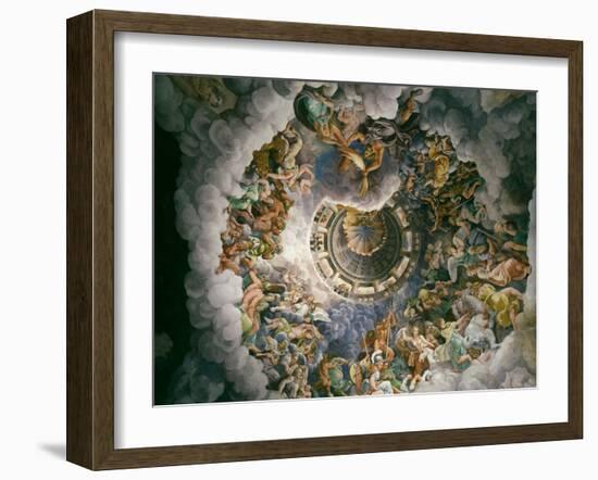 View of Olympus, Home of the Gods, Fresco in the Room of the Giants-Giulio Romano-Framed Giclee Print