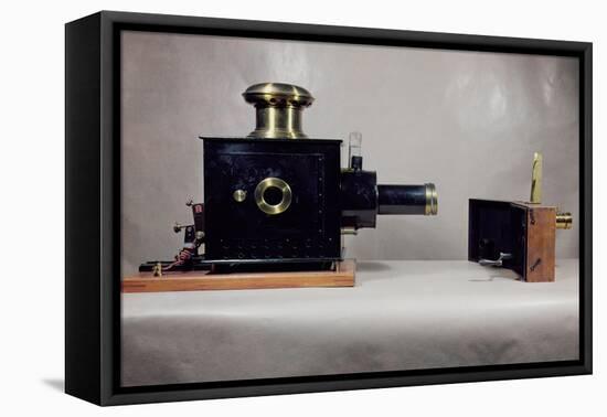 View of One of the First Cinema Projectors, Manufactured by August-null-Framed Stretched Canvas
