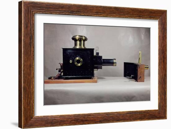 View of One of the First Cinema Projectors, Manufactured by August-null-Framed Giclee Print