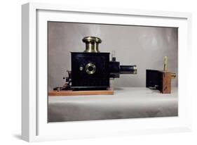 View of One of the First Cinema Projectors, Manufactured by August-null-Framed Giclee Print