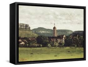 View of Ornans and its Bell Tower, C.1858-Gustave Courbet-Framed Stretched Canvas