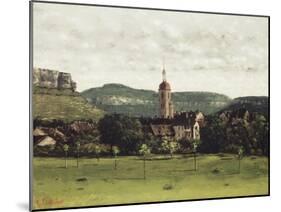 View of Ornans and its Bell Tower, C.1858-Gustave Courbet-Mounted Giclee Print