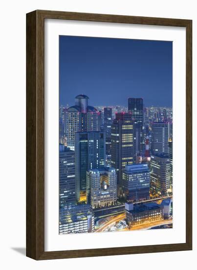 View of Osaka at Dusk, Kansai, Japan-Ian Trower-Framed Photographic Print