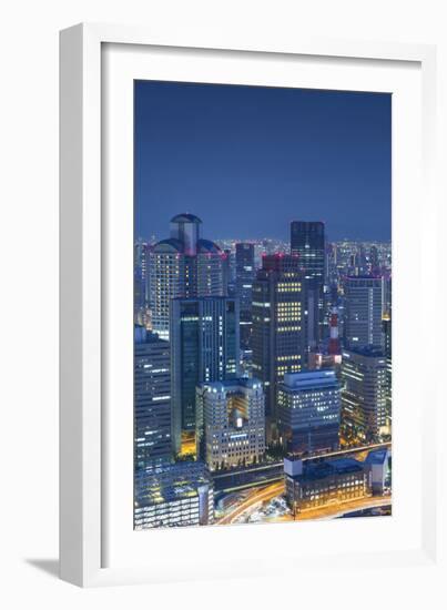 View of Osaka at Dusk, Kansai, Japan-Ian Trower-Framed Photographic Print