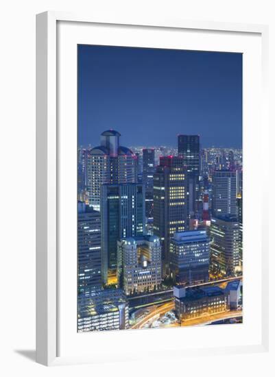 View of Osaka at Dusk, Kansai, Japan-Ian Trower-Framed Photographic Print