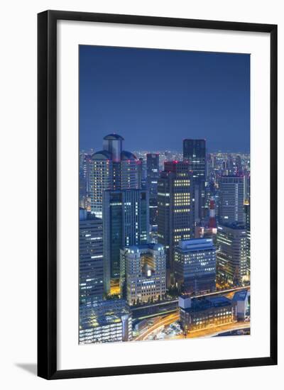 View of Osaka at Dusk, Kansai, Japan-Ian Trower-Framed Photographic Print