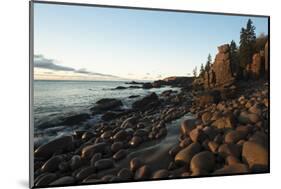 View of Otter Cliffs with Early Morning Light on the Boulders of the Rocky Shoreline-Eric Peter Black-Mounted Photographic Print