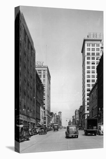 View of Pacific Avenue - Tacoma, WA-Lantern Press-Stretched Canvas