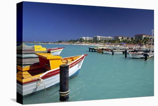 View of Palm Beach from the Fishing Pier Aruba-George Oze-Stretched Canvas