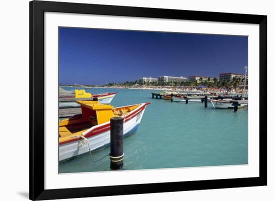 View of Palm Beach from the Fishing Pier Aruba-George Oze-Framed Photographic Print