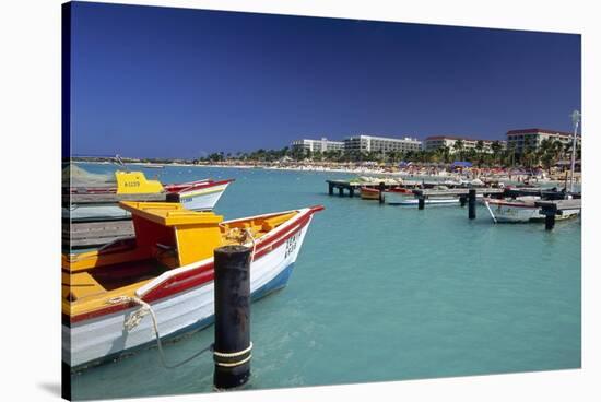 View of Palm Beach from the Fishing Pier Aruba-George Oze-Stretched Canvas