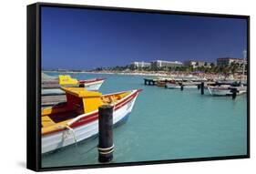 View of Palm Beach from the Fishing Pier Aruba-George Oze-Framed Stretched Canvas