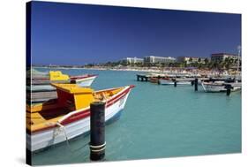 View of Palm Beach from the Fishing Pier Aruba-George Oze-Stretched Canvas