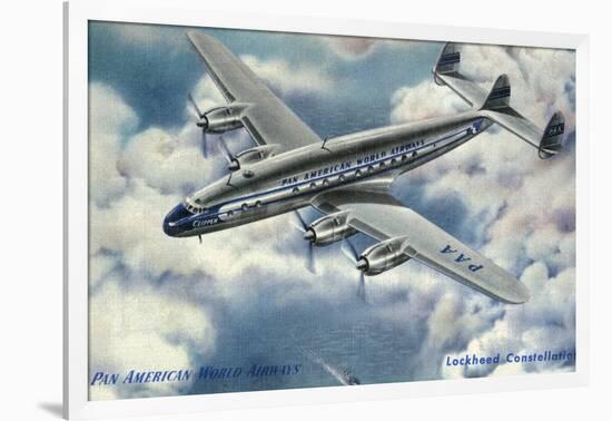 View of Pan American World Airways Lockheed Constellation Plane-Lantern Press-Framed Art Print