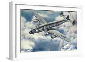 View of Pan American World Airways Lockheed Constellation Plane-Lantern Press-Framed Art Print