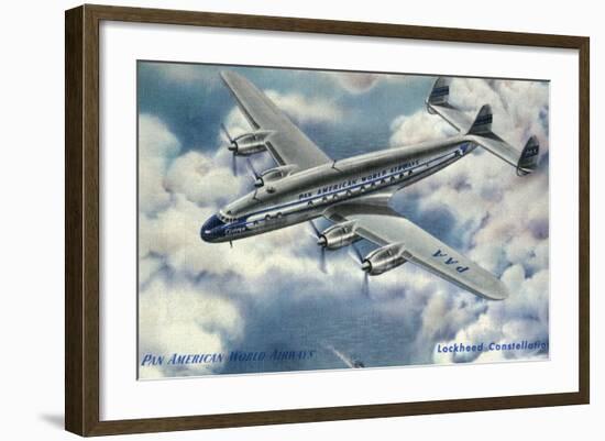 View of Pan American World Airways Lockheed Constellation Plane-Lantern Press-Framed Art Print