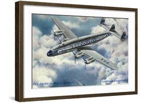 View of Pan American World Airways Lockheed Constellation Plane-Lantern Press-Framed Art Print