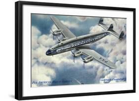 View of Pan American World Airways Lockheed Constellation Plane-Lantern Press-Framed Art Print