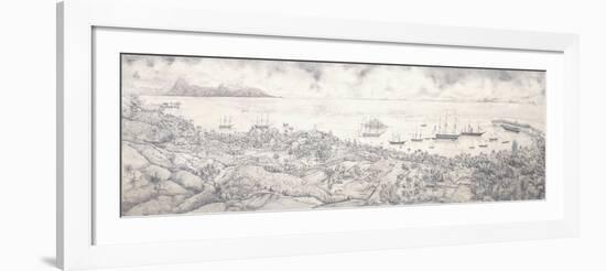 View of Papeete, Tahiti, Overlooking the Harbour Towards Moorea, Mid 19th Century (Pencil)-null-Framed Giclee Print