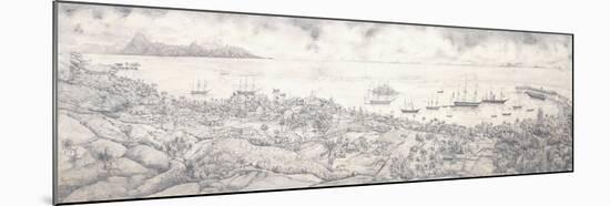 View of Papeete, Tahiti, Overlooking the Harbour Towards Moorea, Mid 19th Century (Pencil)-null-Mounted Giclee Print