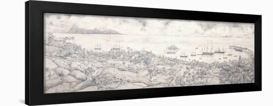 View of Papeete, Tahiti, Overlooking the Harbour Towards Moorea, Mid 19th Century (Pencil)-null-Framed Giclee Print