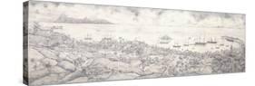 View of Papeete, Tahiti, Overlooking the Harbour Towards Moorea, Mid 19th Century (Pencil)-null-Stretched Canvas