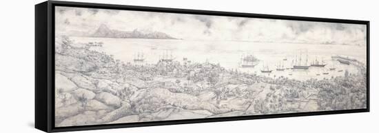 View of Papeete, Tahiti, Overlooking the Harbour Towards Moorea, Mid 19th Century (Pencil)-null-Framed Stretched Canvas
