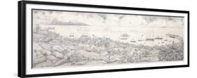 View of Papeete, Tahiti, Overlooking the Harbour Towards Moorea, Mid 19th Century (Pencil)-null-Framed Premium Giclee Print