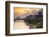 View of Park and Ben Ngde River at Sunset, Ho Chi Minh City, Vietnam, Indochina-Ian Trower-Framed Photographic Print