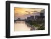 View of Park and Ben Ngde River at Sunset, Ho Chi Minh City, Vietnam, Indochina-Ian Trower-Framed Photographic Print