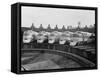 View of Parked Passenger Trains-null-Framed Stretched Canvas