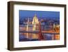 View of Parliament Buildings along Danube River at dusk, Budapest, Capital of Hungary-Tom Haseltine-Framed Photographic Print