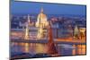 View of Parliament Buildings along Danube River at dusk, Budapest, Capital of Hungary-Tom Haseltine-Mounted Photographic Print