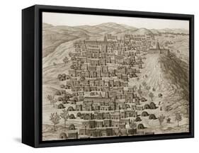 View of Part of the Town of Timbuktu from a Hill, Illustration from 'Journal D'un Voyage a Tombouct-Rene Caillie-Framed Stretched Canvas