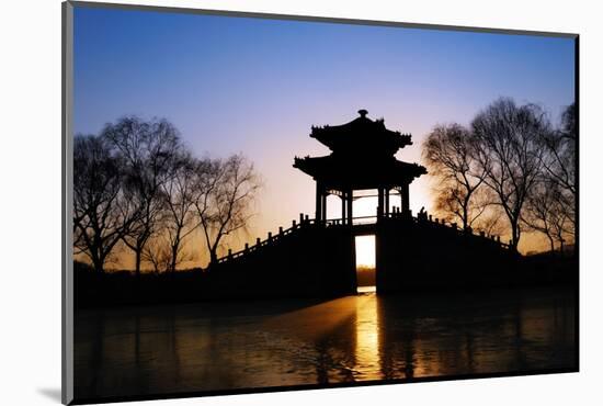 View of Pavilion in Sunset,Summer Palace of Beijing,China.-Liang Zhang-Mounted Photographic Print
