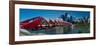 View of Peace Bridge with skylines in the background, Bow River, Calgary, Alberta, Canada-null-Framed Photographic Print