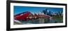 View of Peace Bridge with skylines in the background, Bow River, Calgary, Alberta, Canada-null-Framed Photographic Print