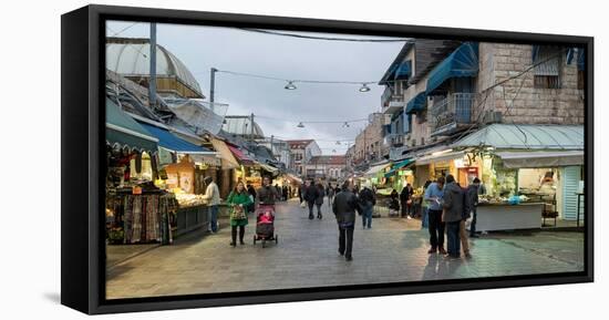 View of people in market, Mahane Yehuda Market, Jerusalem, Israel-null-Framed Stretched Canvas