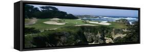 View of People Playing Golf at a Golf Course, Cypress Point Club, Pebble Beach, California, USA-null-Framed Stretched Canvas