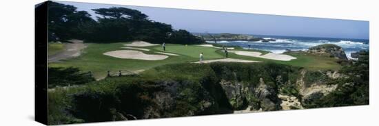 View of People Playing Golf at a Golf Course, Cypress Point Club, Pebble Beach, California, USA-null-Stretched Canvas