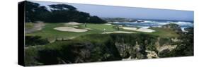 View of People Playing Golf at a Golf Course, Cypress Point Club, Pebble Beach, California, USA-null-Stretched Canvas