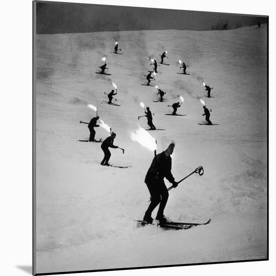 View of People Skiing at Steven's Pass-Ralph Crane-Mounted Photographic Print