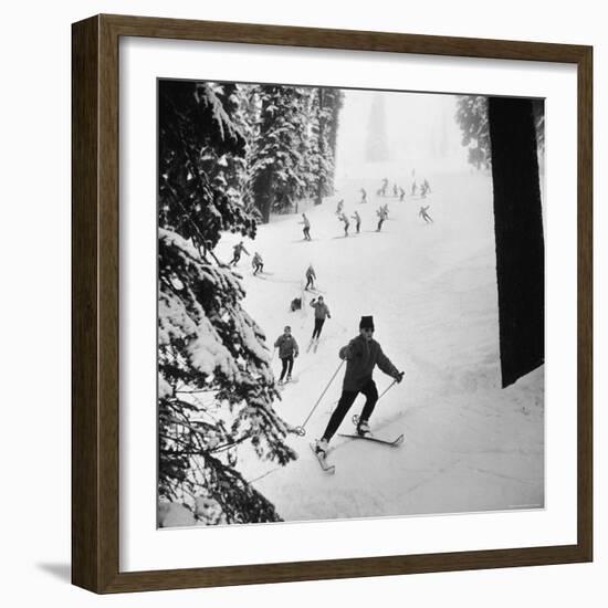 View of People Skiing at Steven's Pass-Ralph Crane-Framed Photographic Print