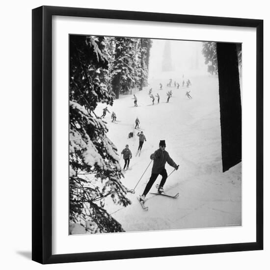 View of People Skiing at Steven's Pass-Ralph Crane-Framed Photographic Print