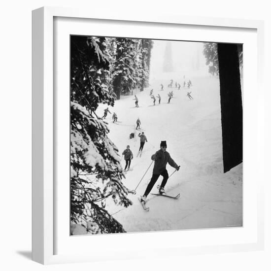 View of People Skiing at Steven's Pass-Ralph Crane-Framed Photographic Print