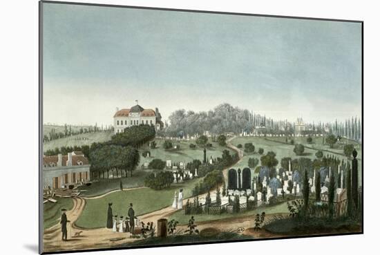 View of Pere Lachaise Cemetery from the Entrance, 1815-Pierre Courvoisier-Mounted Giclee Print