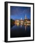 View of Petrikirche from Fussgangerbrucke on Trave Canal-Guido Cozzi-Framed Photographic Print