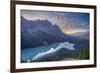 View of Peyto Lake Right before Sunset, Jasper National Park, Alberta, Canadian Rockies-Luis Leamus-Framed Photographic Print